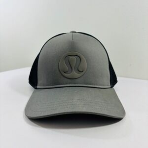 Lululemon Trucker Logo Hat/Cap Gray Black Adjustable Strap Sz. S/M